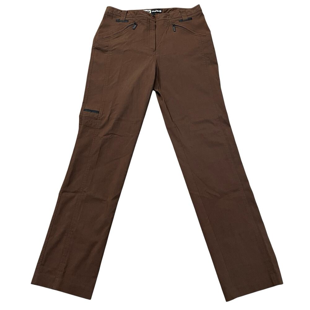 Jamie Sadock Womens Golf Pants Size 6 Brown Slim Straight Stretchy Zip Pocket